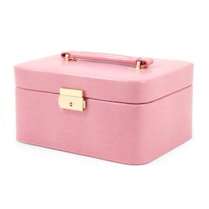 Pink "Lizard" Debossed Leather Jewelry Box