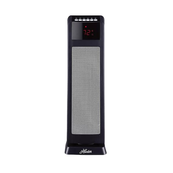 Hunter 24 in. 1500-Watt Digital Ceramic Tower Heater with Remote Control