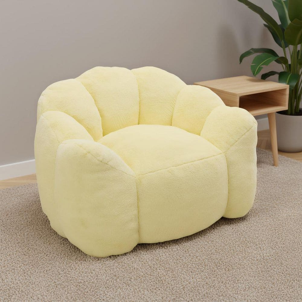 43.7 in. W Yellow Faux Fur Medium Bean Bag for Living Room, Bedroom price history on PriceWatchPro