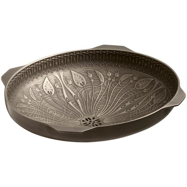 Lilies Lore Vitreous China Undermount Bathroom Sink in Cast Bronze with Medium Patina