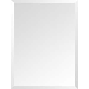 24 in. W x 32 in. H Frameless Rectangular Beveled Edge Bathroom Vanity Mirror in Silver