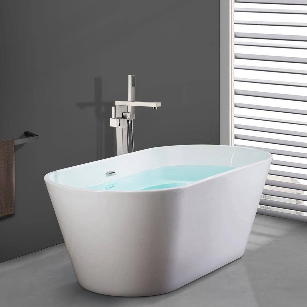 Brushed Nickel Freestanding Tub Filler with Hand Shower