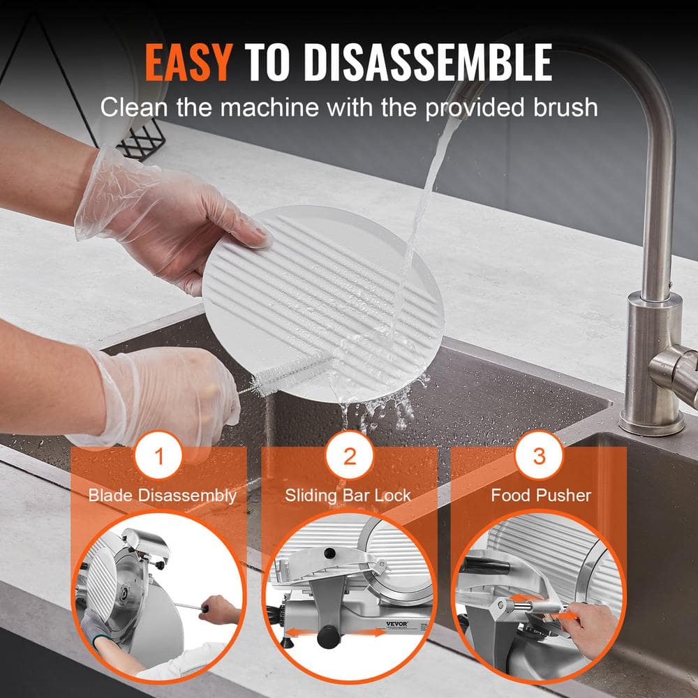 340W Electric Meat Slicer with Stainless Steel Blade and Blade Guard