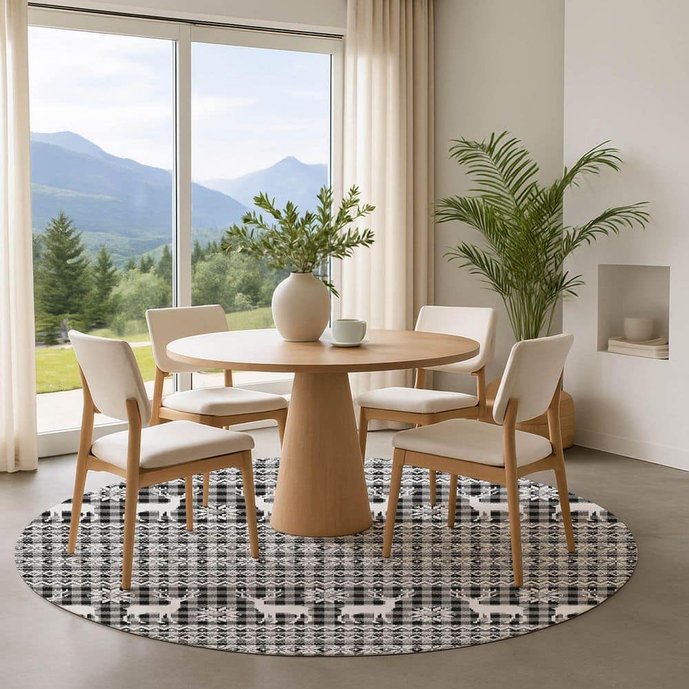 Mayfield Premium Machine Washable Abstract AMF1820 Gray 8 ft. x 8 ft. Round Rug price history on PriceWatchPro