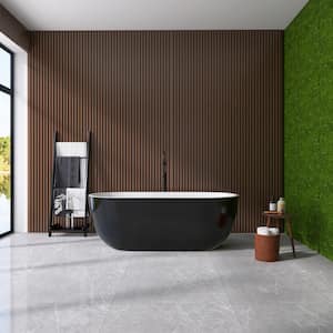 Moray 55 in. x 29 in. Acrylic Flatbottom Freestanding Soaking Non-Whirlpool Bathtub with Pop-up Drain in Glossy Black