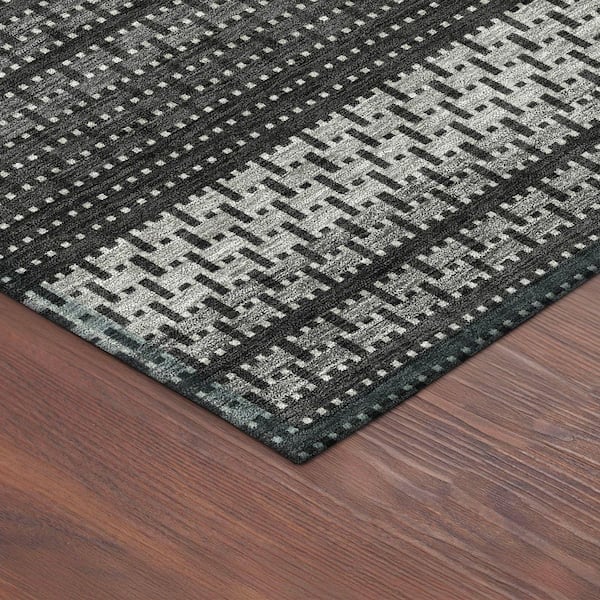 Chantille Machine Washable Indoor/Outdoor Abstract ACN2427 Black 3 ft. x 5 ft. Area Rug