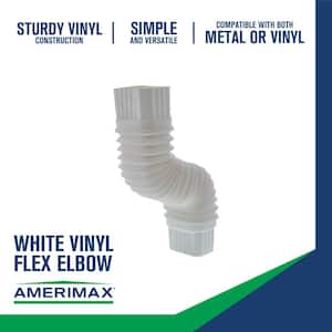 Flex-Elbow 2 in. x 3 in. White Vinyl Downspout Elbow