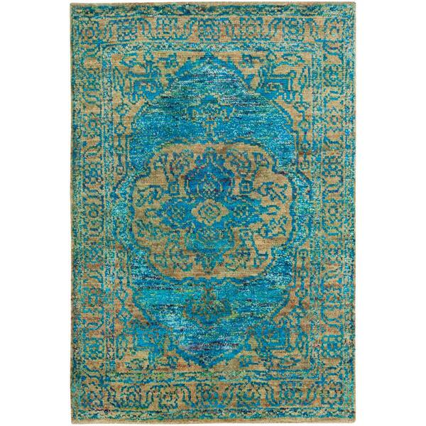 Tangier 4 ft. x 6 ft. Teal/Beige Medallion Area Rug
