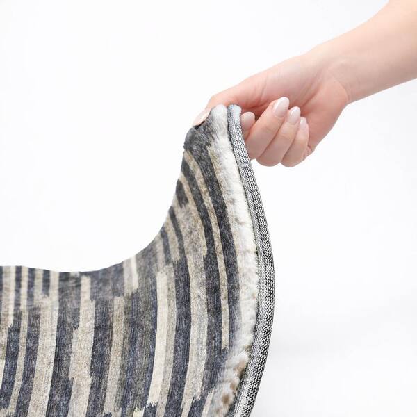 Dream Shag Premium Machine Washable Abstract ADS114 Gray 9 ft. x 12 ft. Area Rug