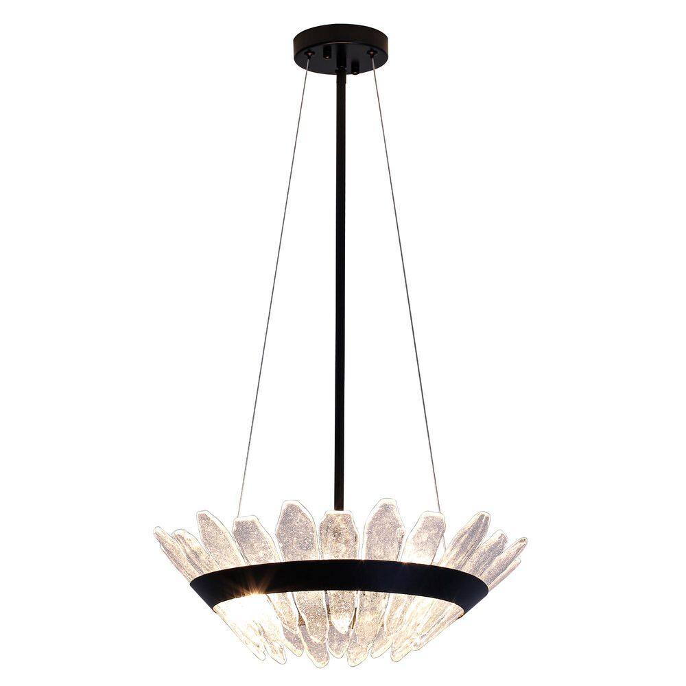 4-Light Modern Black Chandelier Adjustable Height Round Drum Pendant Light with Glass Shade price history on PriceWatchPro