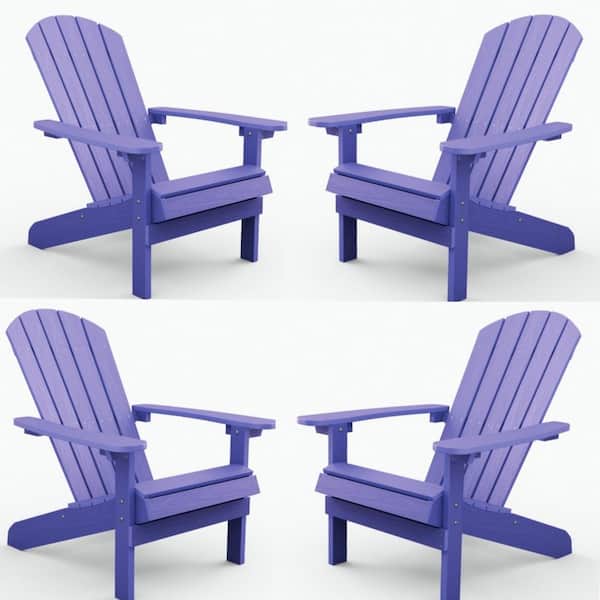 Mximu Classic Purple Plastic Outdoor Patio Adirondack Chair (Set of 4)
