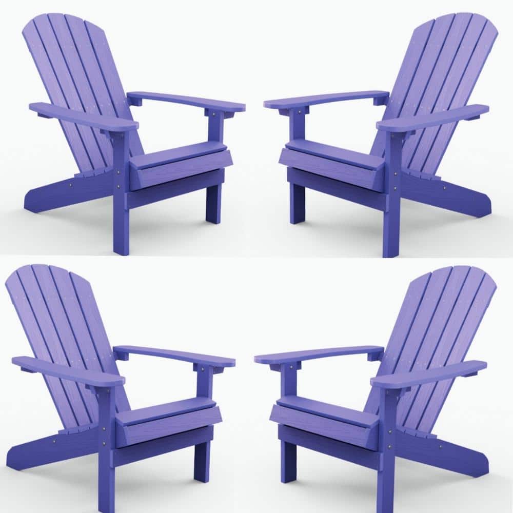 Classic Purple HIPS Plastic Outdoor Patio Adirondack Chair with Cup Holder (Set of 4) price history on PriceWatchPro