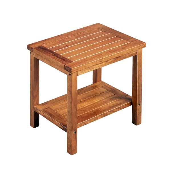 Wood Outdoor Side Table, Wooden Patio End Table