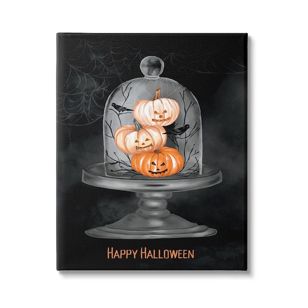 Stupell Industries Halloween Pumpkins and Crows by Amy Hall 1-Piece Unframed Graphic Print Typography Poster Art Print 20 in. x 16 in.