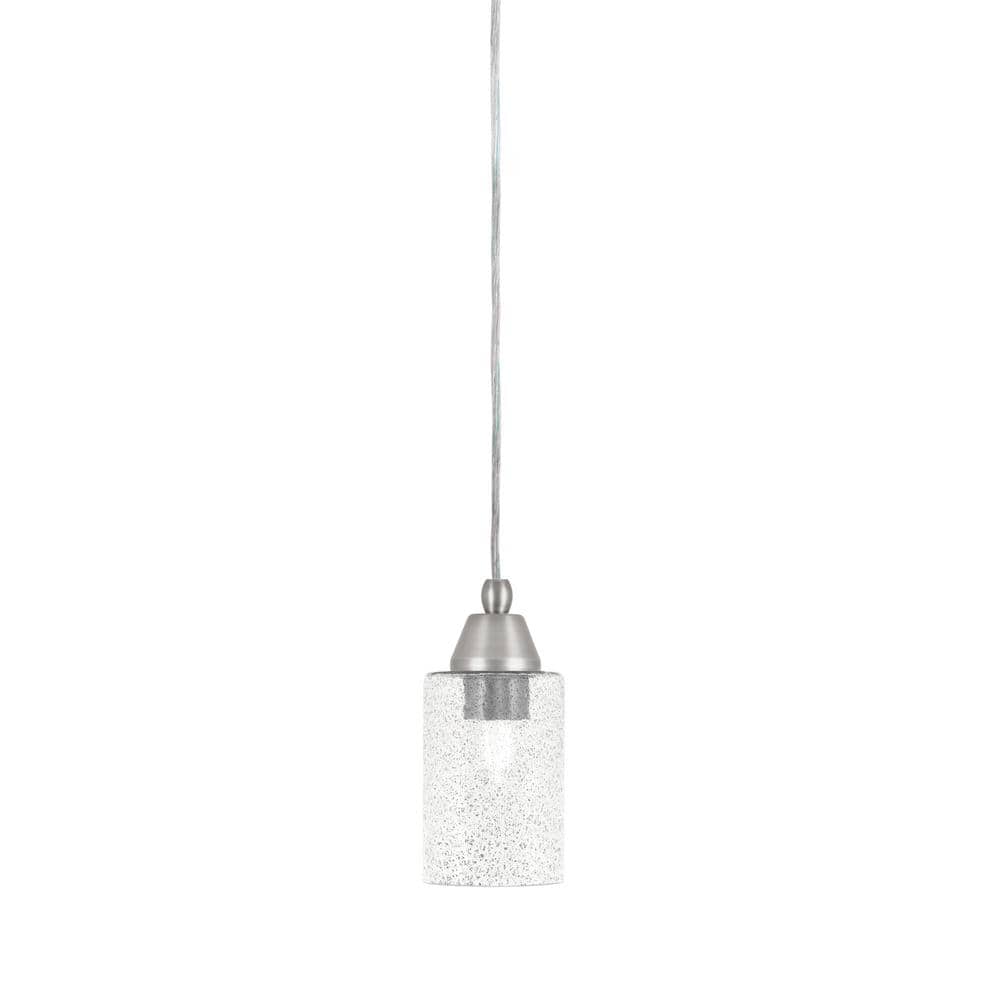 Bryson 4 in. 1-Light Brushed Nickel Cord Pendant Light with 4 in. Smoke Bub
