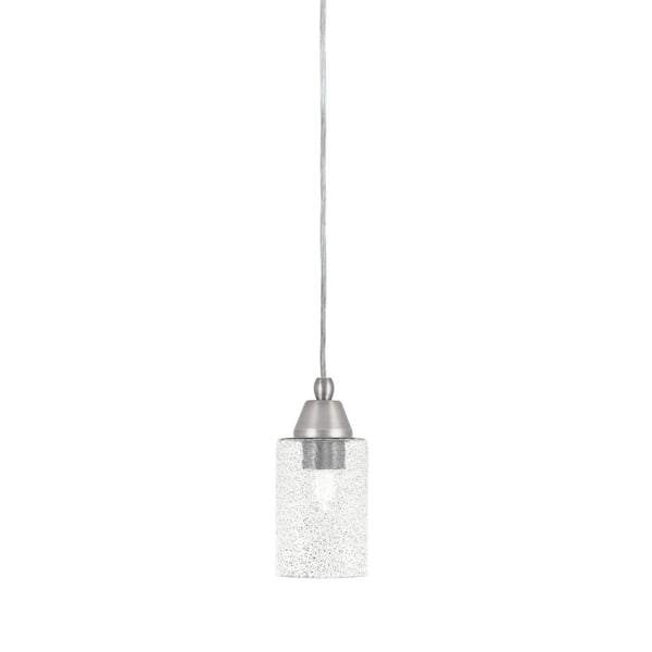 Unbranded Bryson 4 in. 1-Light Brushed Nickel Cord Pendant Light with 4 in. Smoke Bubble Glass Shade, no bulb included