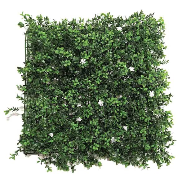 Artificial White Myrtle Hedge 20 in. x 20 in. Foliage Panel 12 Pieces