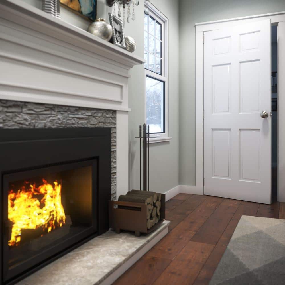White Primed Solid Pine 6-Panel Interior Slab Door, 30" x 80"