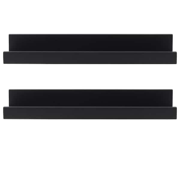 4 in. W x 20 in. L (Set of 2) MDF Photo Ledges Black, 14 in.
