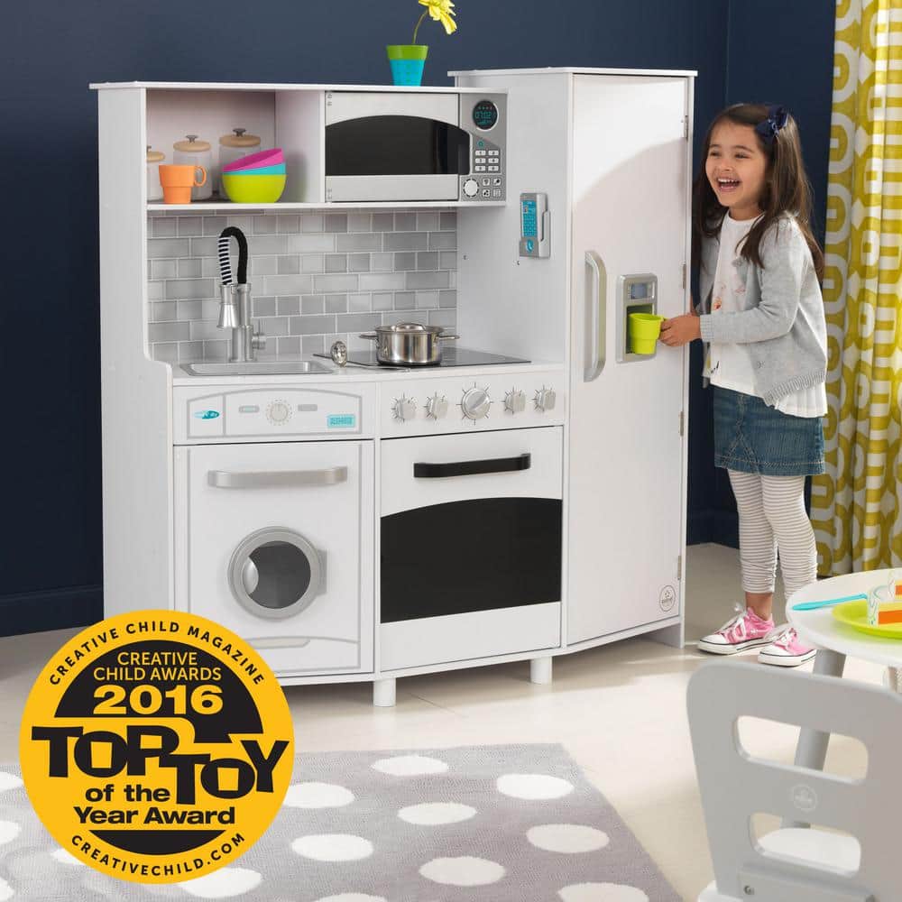 Large White Wooden Play Kitchen with Lights & Sounds