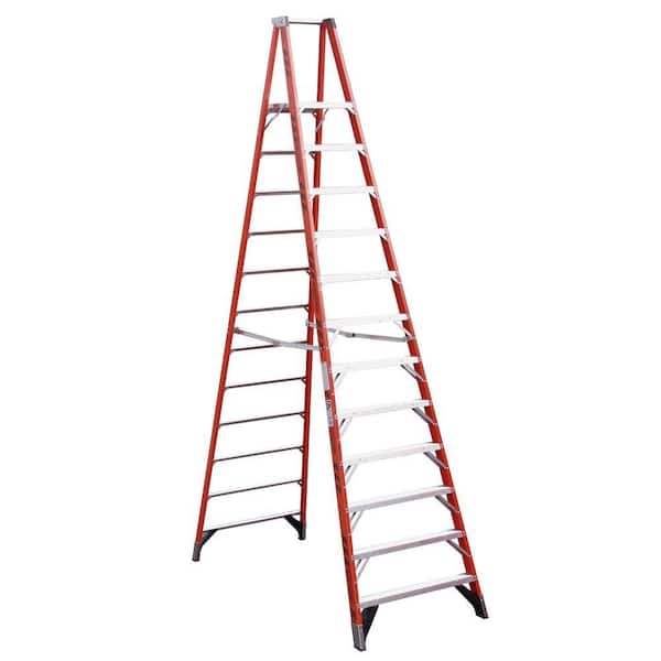 Werner 12 ft. Fiberglass Platform Step Ladder (18 ft. Reach Height) with 375 lb. Load Capacity Type IAA Duty Rating