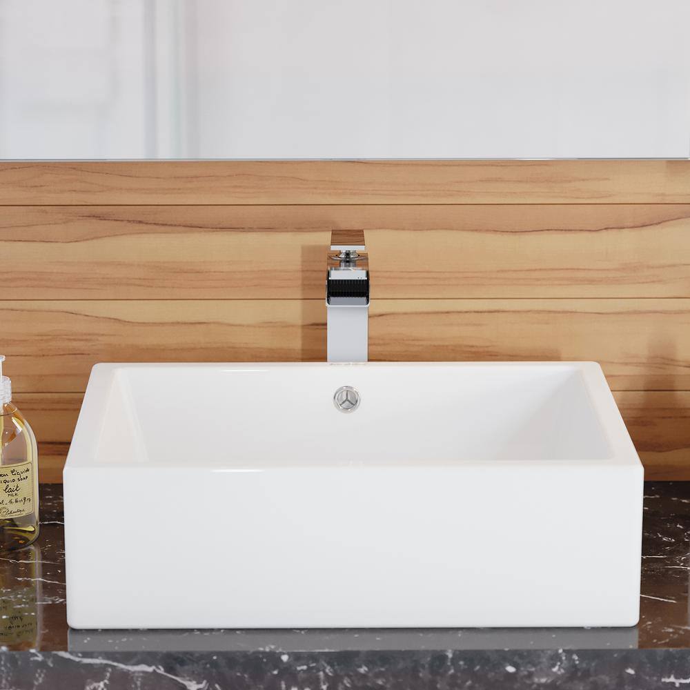 Voltaire 20" White Ceramic Above-Counter Vessel Sink