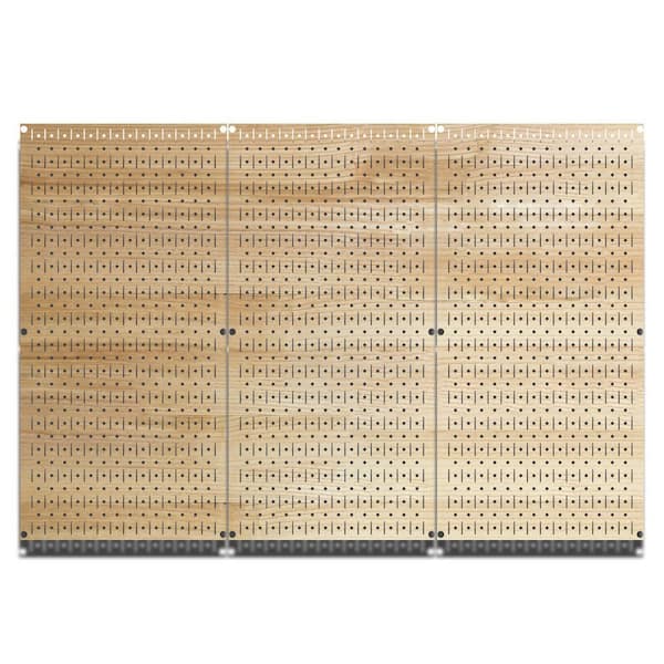 32 in. H x 48 in. W Plain wood Design Metal Pegboard 3 Panel Set