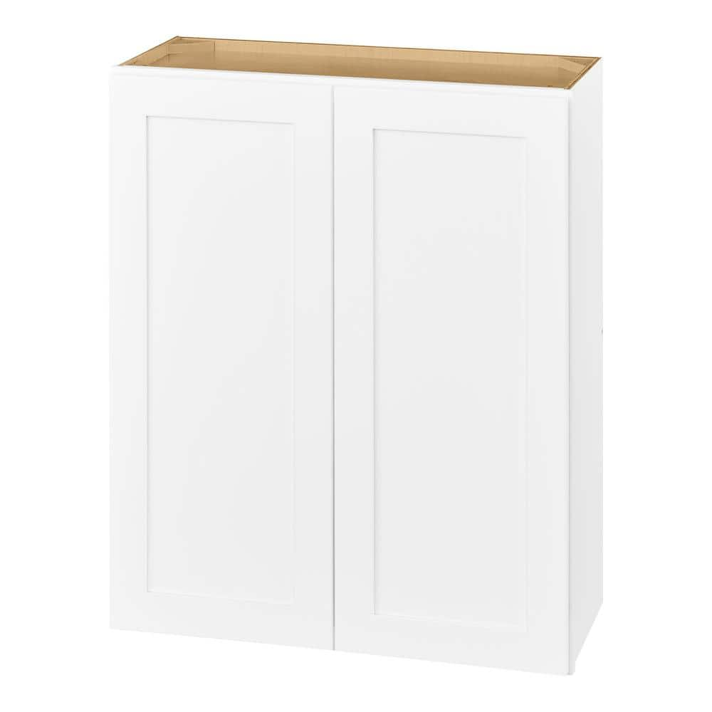 30 in. W x 12 in. D x 36 in. H Hampton Bay Avondale Ready to Assemble Plywood Shaker Wall Kitchen Cabinet in Alpine White