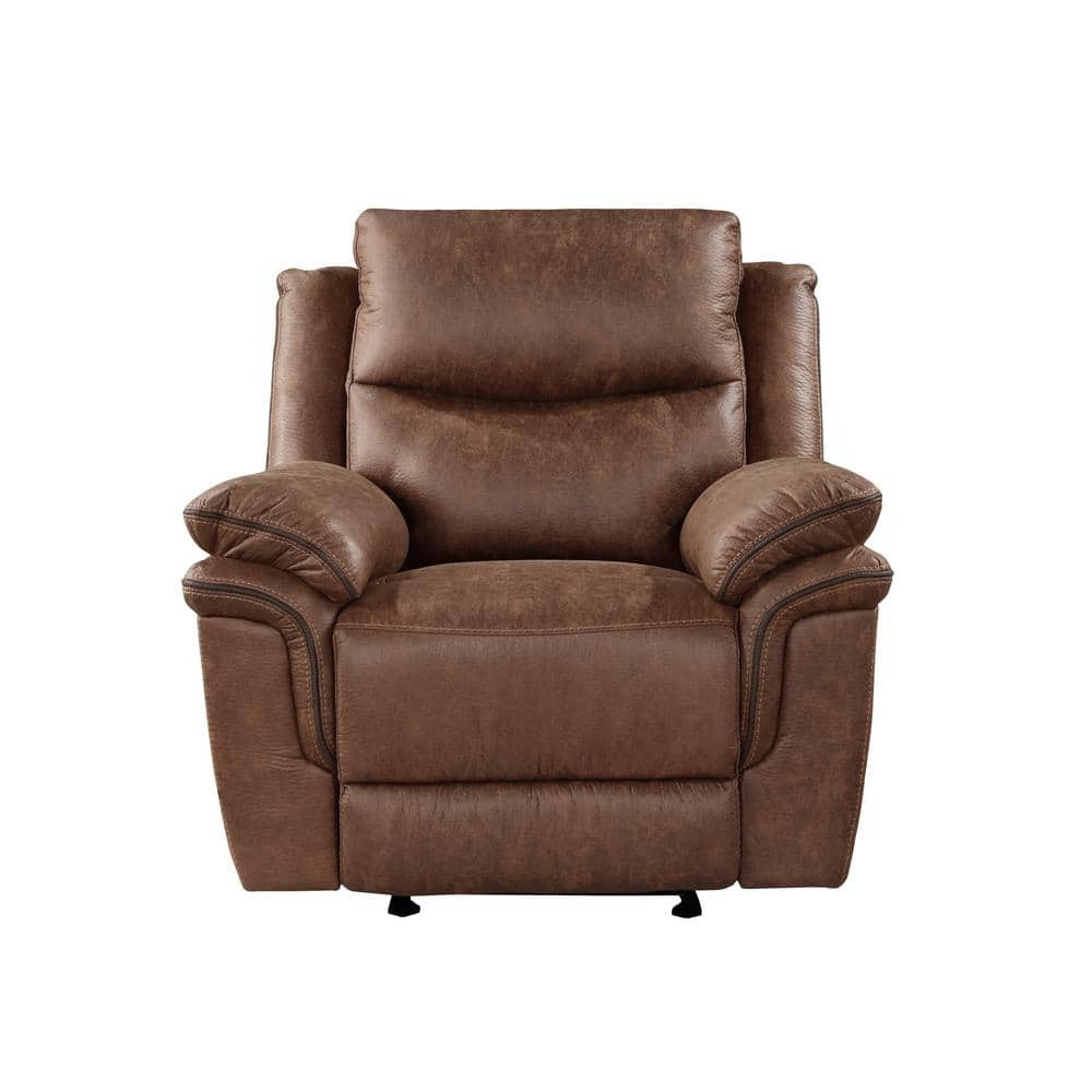 Ryland Brown Microfiber Glider Recliner with Manufactured Wood Frame