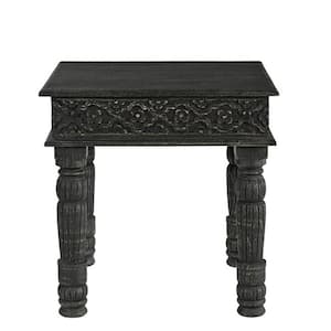 24 in. Black Solid Wood End Table