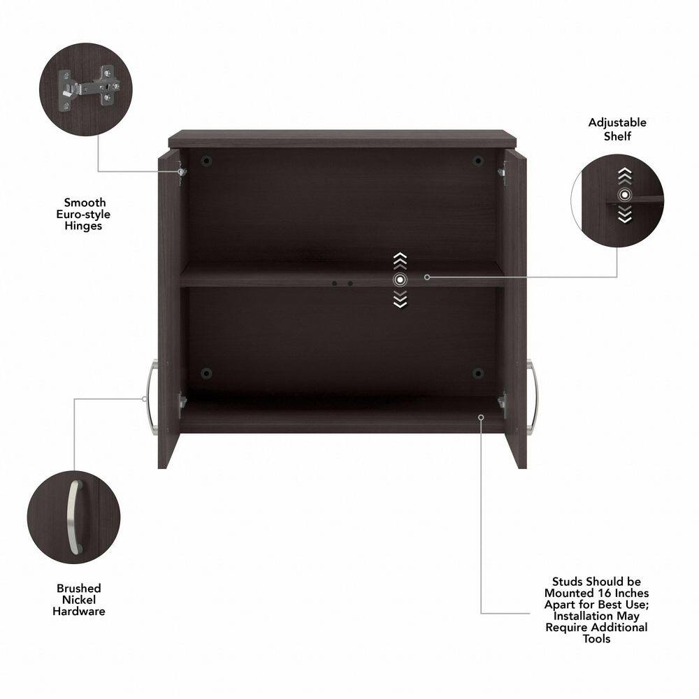 Transitional Storm Gray 28'' Engineered Wood Wall Cabinet