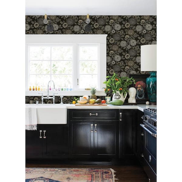 Zalipie Floral Trail Black Prepasted Non Woven Wallpaper