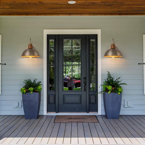 Acerbis 10.24 in. Antique Brass Farmhouse Gooseneck Outdoor Hardwired Barn Wall Light Sconce