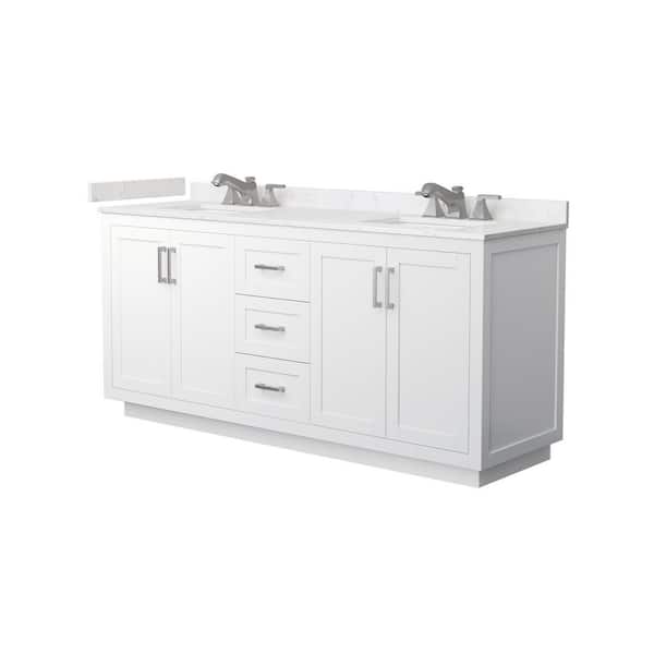Miranda 72 in. Double Freestanding White Bath Vanity with Carrara Cultured Marble Top Assembled