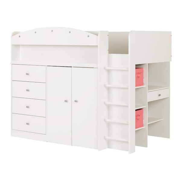 South Shore Tiara 4-Drawer Pure White Twin-Size Loft Bed