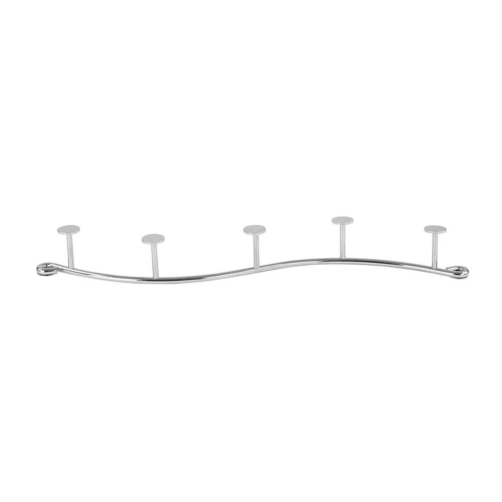 Chrome Steel 5-Hook Wall Mount Rack