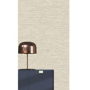 Jomon Light Grey Grasscloth Machine Washable, 57 sq.ft. Non-Woven Non-Pasted Double Roll Wallpaper