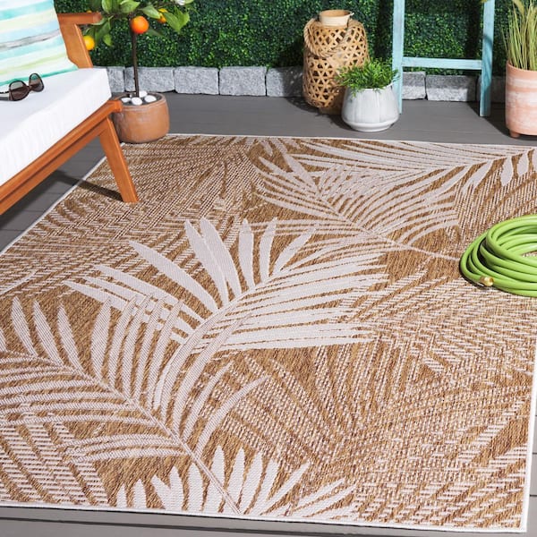 Beach House Brown/Ivory 9 ft. x 12 ft. Oversized Floral Indoor/Outdoor Area Rug