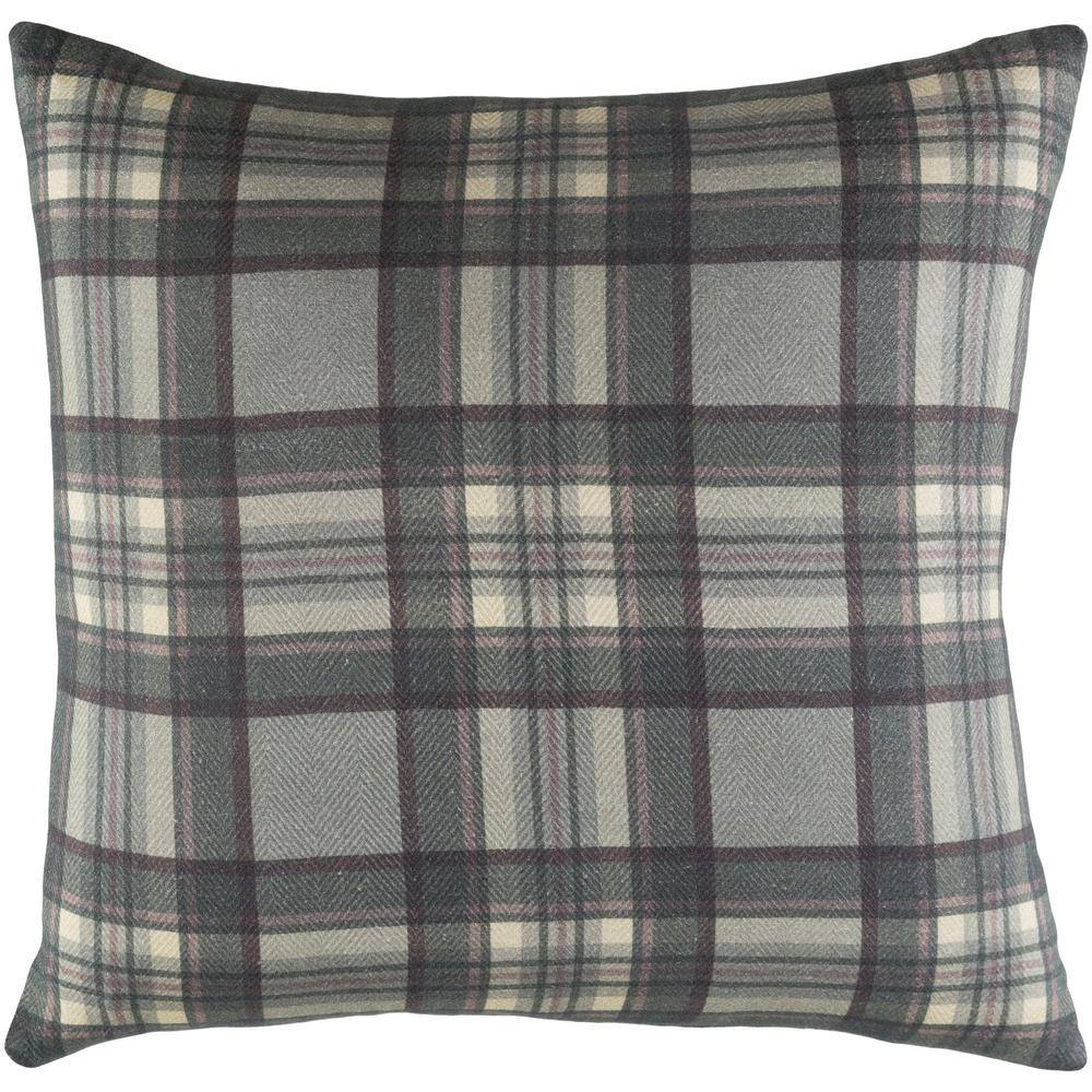 grey plaid throw pillow