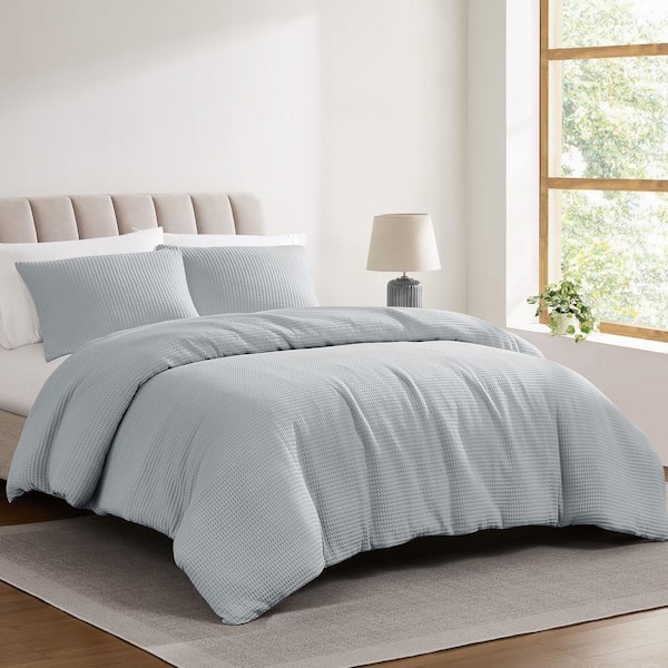 CANNON Heritage Cotton Waffle Grey 3 Piece King Comforter Set
