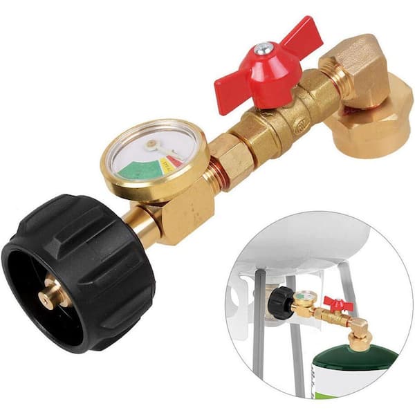 Propane Refill Adapter with Valve Gauge for 1 Pound Bottles from 20lb Tank Fits QCC1/Type1 Propane Tanks