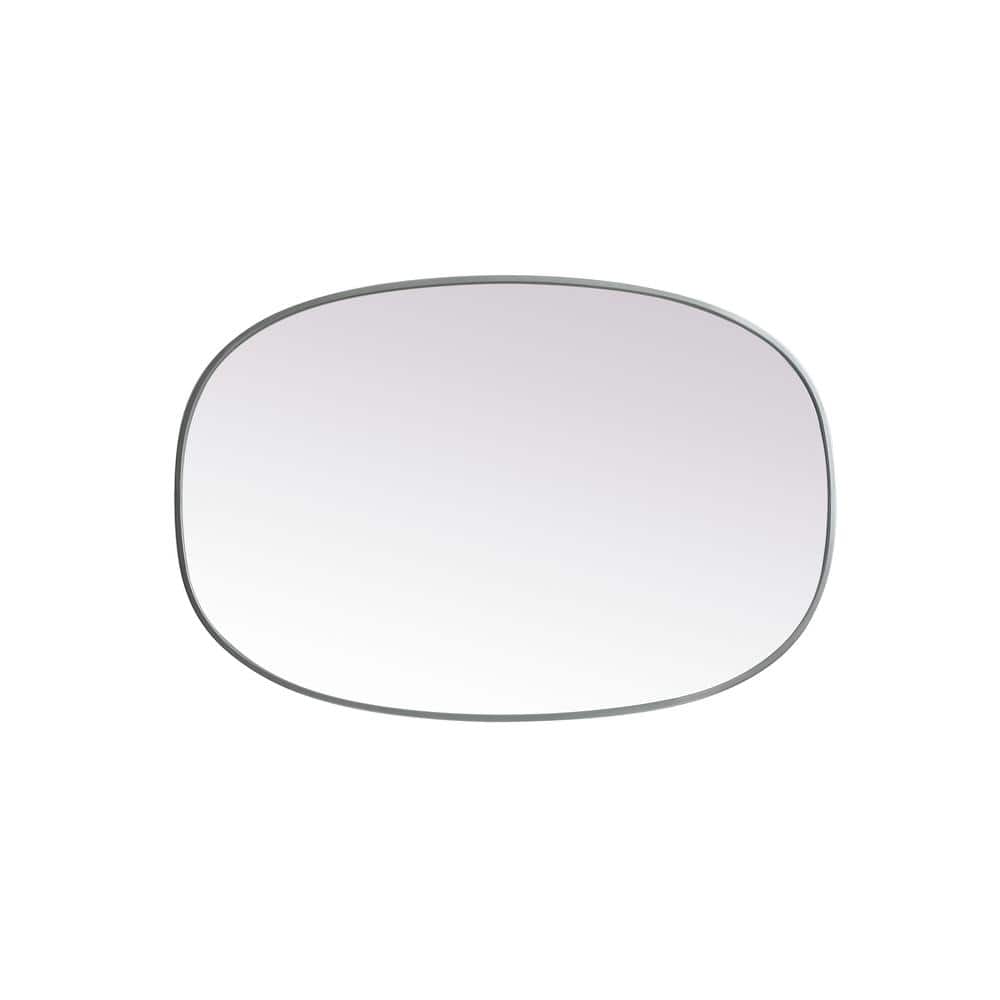 Silver Oval Full Length Metal Frame Bathroom Mirror
