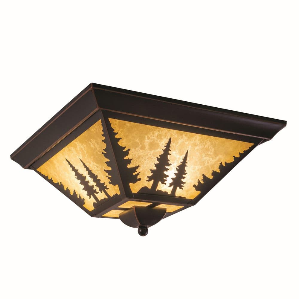 Yosemite Bronze Rustic Tree Square Indoor Outdoor Flush Mount 3-Light Ceiling Fixture price history on PriceWatchPro