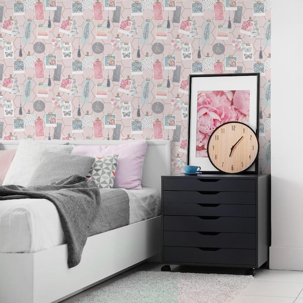 Clip Frames Pink Paper Wet Removable Roll (Covers 56 sq. ft.)