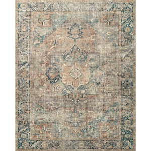 Margot Terracotta/Lagoon 7 ft. 6 in. x 9 ft. 6 in. Bohemian Vintage Printed Plush Area Rug