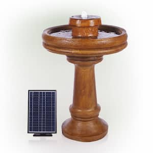 29 in. H Classic Birdbath Pedestal Fountain with Solar-Powered LED Lights