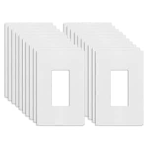 1-Gang Midsize, White Decorator/Rocker, Plastic Polycarbonate, Screwless Wall Plate (20-Pack)
