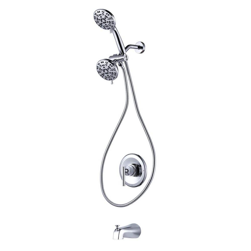 Single Handle 7-Spray Shower Faucet 1.8 GPM Dual Handheld Shower Head Combo with Tub Spout in Chrome (Valve Included) price history on PriceWatchPro