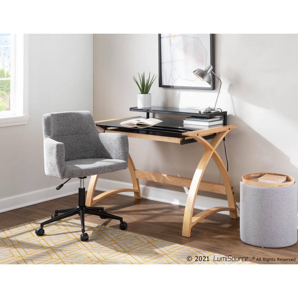 LumiSource Tray Nesting Ottoman Set in Grey and Natural Wood