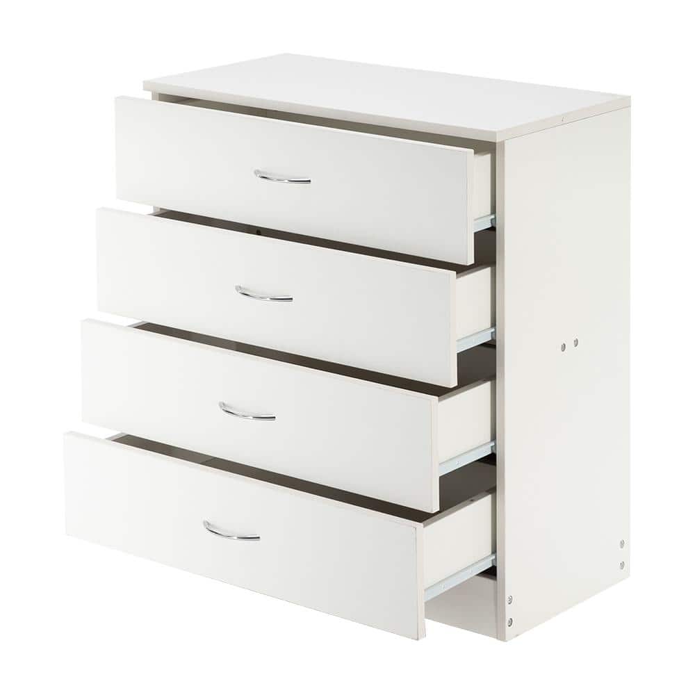 White MDF 4-Drawer Nursery Dresser with Extra Deep Drawer